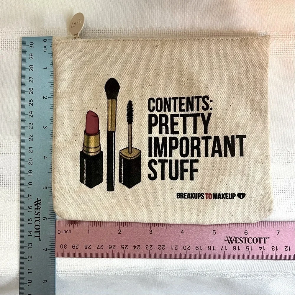 💄3/$12💄5/$15 ipsy Makeup Bag Woven Fabric Pretty Important Stuff EUC‎ Like N…